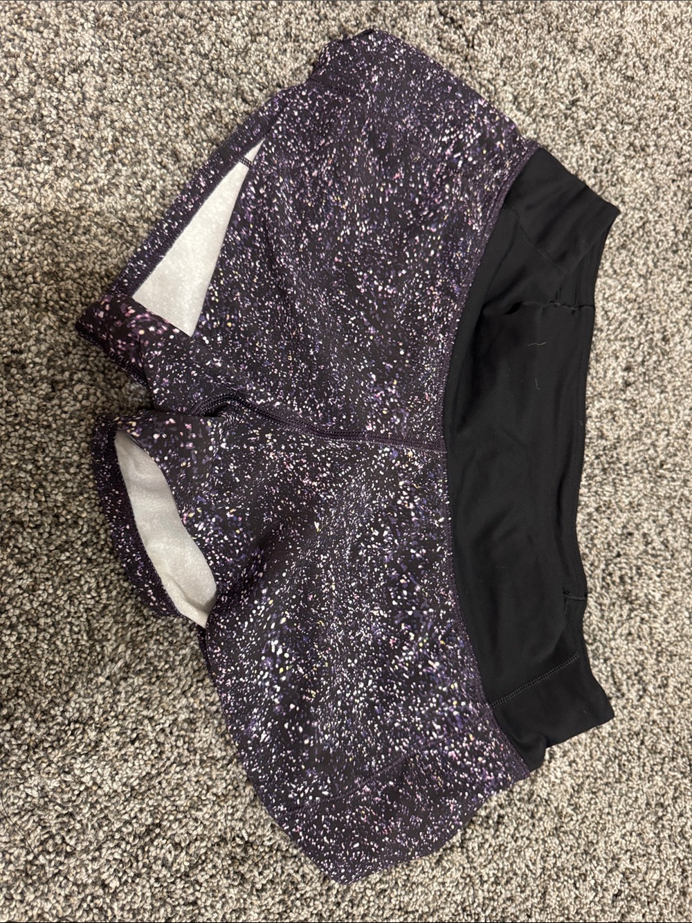 lululemon athletica Black Waistband Purple Speckle Running Shorts
